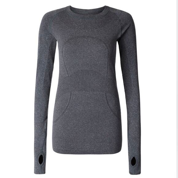 Lululemon Swiftly Tech Long Sleeve Crew Shirt Heathered Black Gray Hip Length 2 - Picture 16 of 16